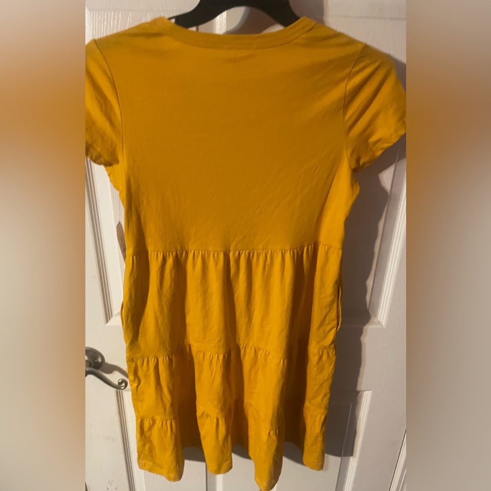 Time and Tru Mustard Yellow Tiered Short Sleeve Casual Dress Size XS (0-2) - Picture 6 of 6